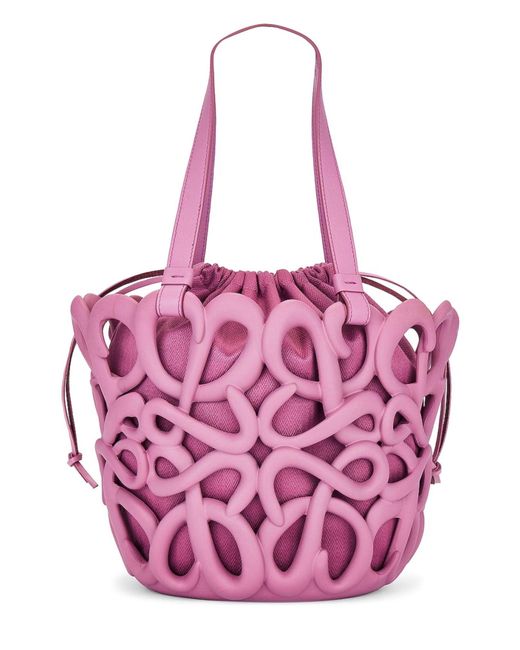 Loewe Pink Anagram Inflated Basket Bag In Purple
