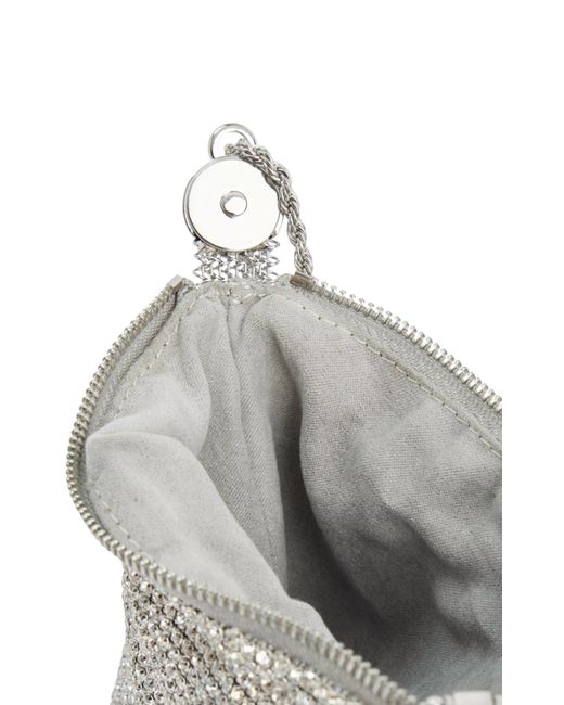 Cult Gaia White Rue Crystal Top Handle Wristlet Bag