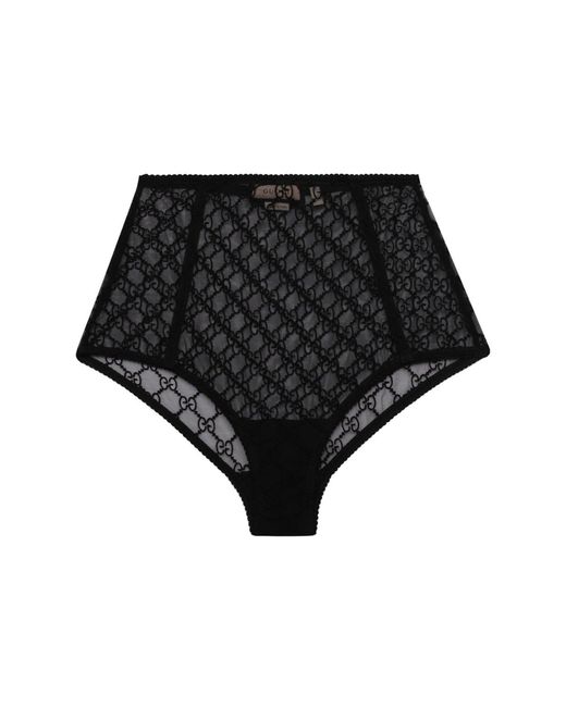 Gucci Black GG Embroidered Tulle Briefs