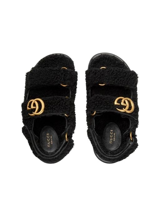Gucci Double G Merino Wool Sandals Black