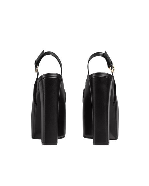 Gucci Black Ottavia Horsebit Loafer 145mm Platform Slingback Pumps
