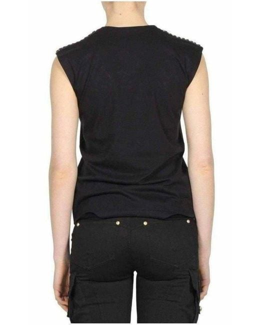 Balmain Black & Gold Chain Trimmed Tank Top