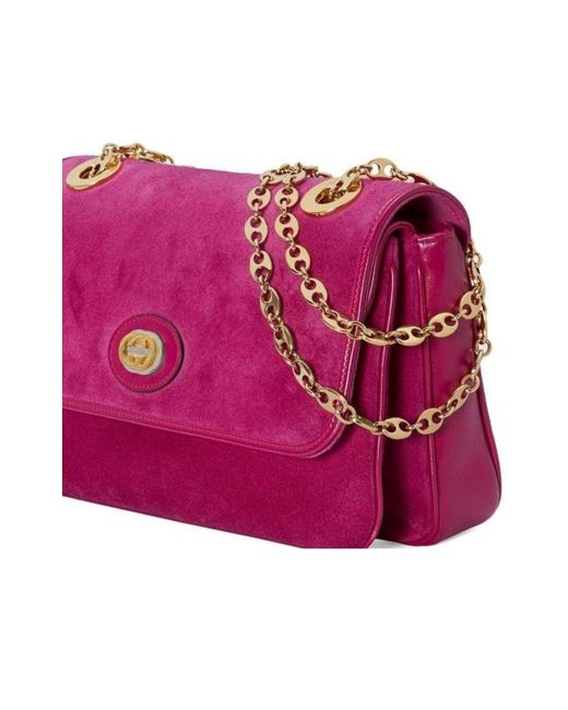 Gucci Pink Small Suede Shoulder Bag Mini