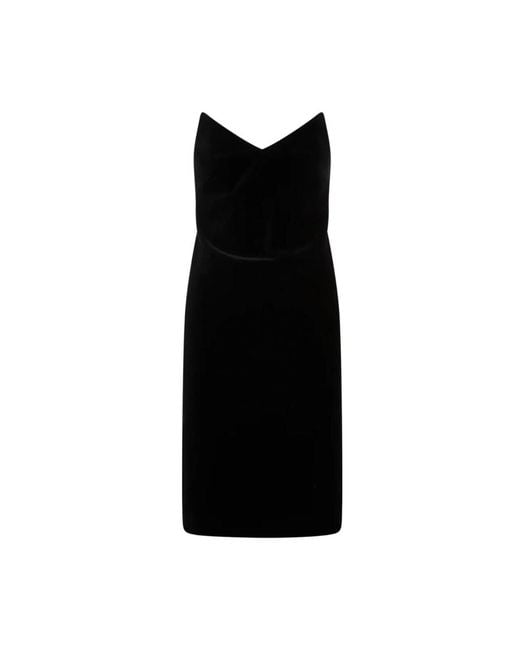 Loewe Black Strapless Velvet Bustier Mini Dress