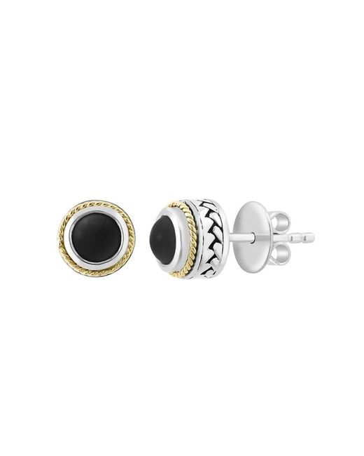 Effy Black Sterling Silver And Onyx Stud Earrings