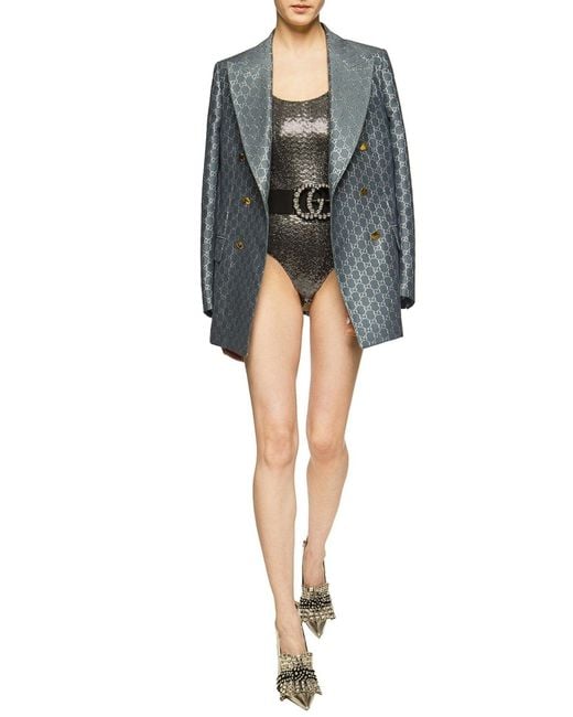 Gucci Black Metallic Effect Bodysuit
