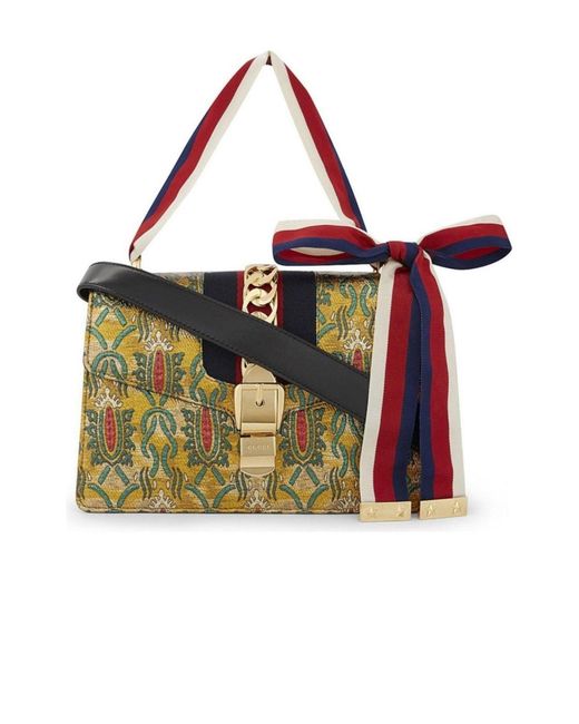 Gucci Red Sylvie Multicolor Brocade Bag