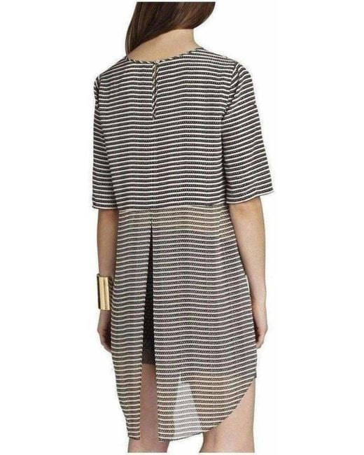 BCBGMAXAZRIA Gray Silk Caterina Split Back Top