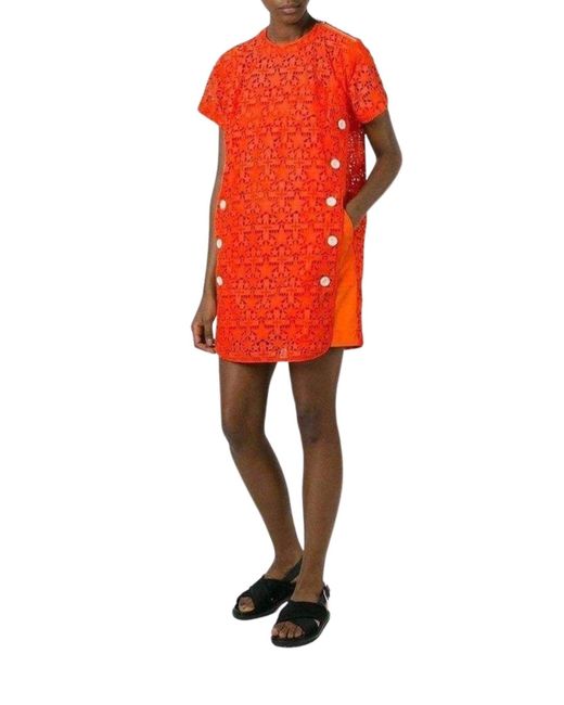 Sacai Orange Lace Trim Sangallo Dress