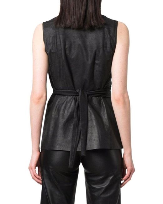 Rick Owens Black Wrap-front Leather Vest