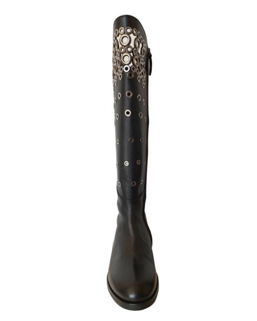 Alaïa Black Knee High Leather Boots