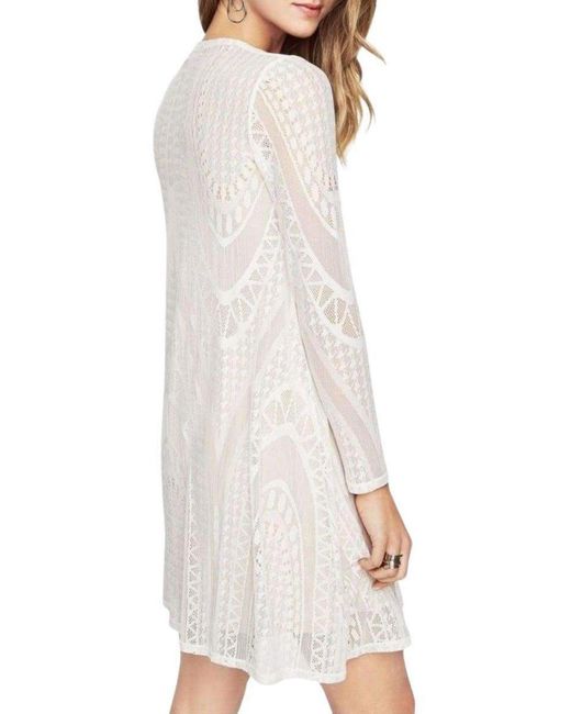 BCBGMAXAZRIA White Long-sleeve Lace Dress