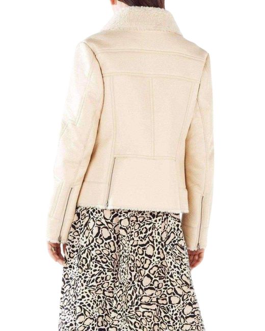 BCBGMAXAZRIA White Carlton Faux Leather Aviator Jacket