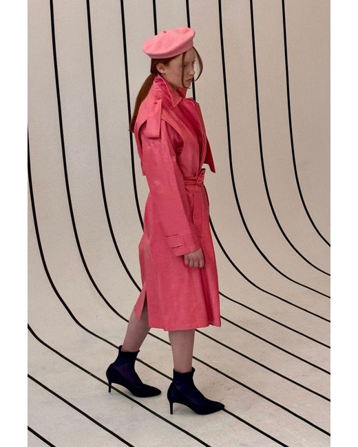 Bottega Veneta Pink Convertible Crinkled Glossed-leather Trench Coat