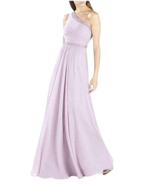 BCBGMAXAZRIA Pink Daniele One Shoulder Embellished Gown