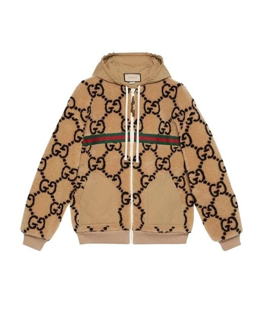 Gucci Natural GG Pattern Wool Fleece Jacket