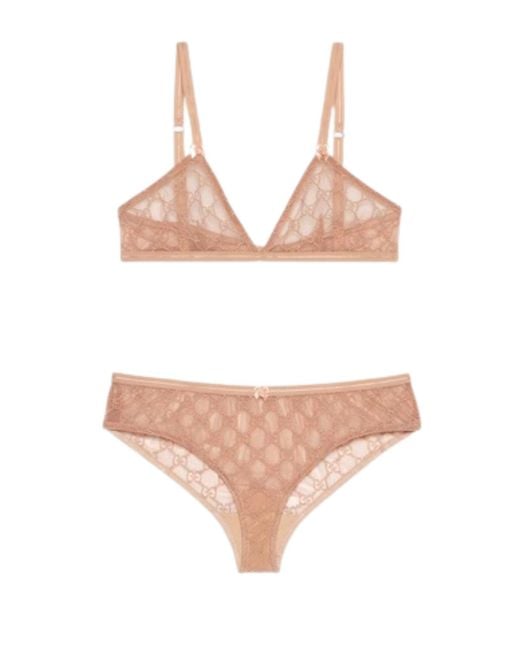 Gucci Multicolor GG All Over Embroidered Tulle Lingerie Set