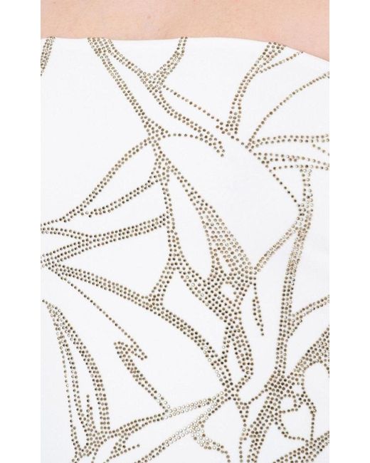 Alexandre Vauthier White Beaded Strapless Midi Dress