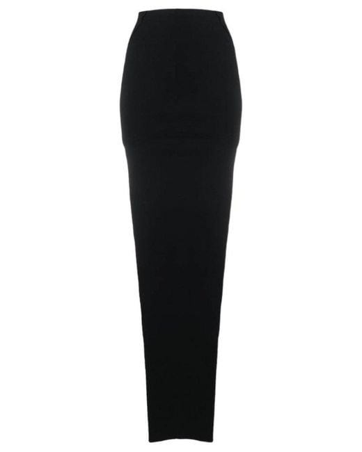 Rick Owens Black Side Slit Pull-on Skirt