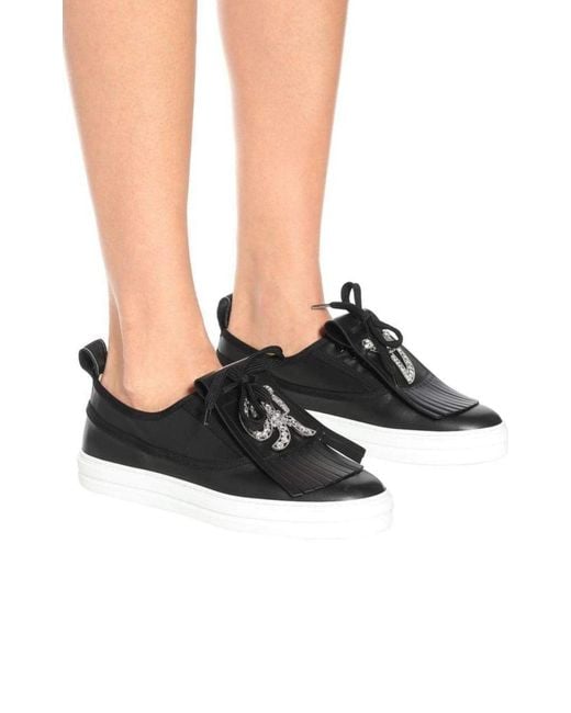 Roger Vivier Black Call Me Vivier Leather Sneakers
