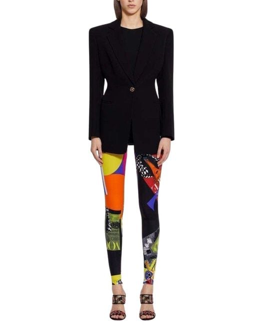 Versace Multicolor Vogue Ss'91 Print Tribute Tights It 46 (us 10)