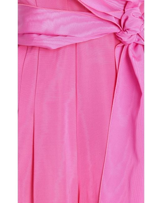 Oscar de la Renta Cotton Blend Wide Leg Jumpsuit French Pink