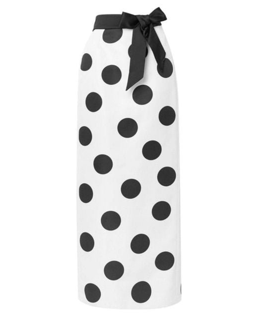 Saint Laurent White High Waist Polka Dot Silk Twill Skirt Fr 40 (us 10)