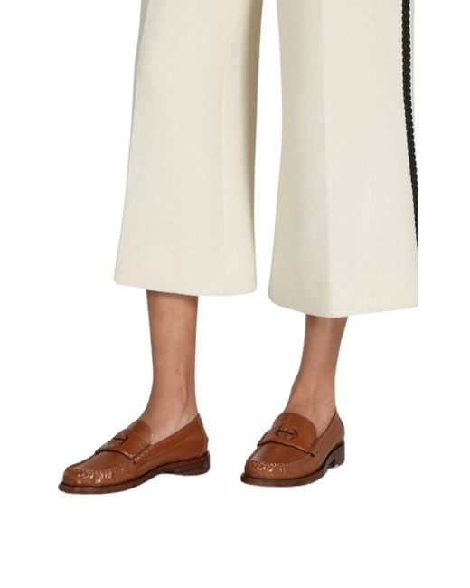 Gucci Brown Cut-out GG Leather Loafers