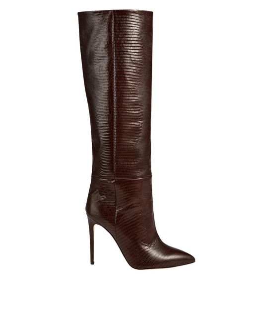 Paris Texas Brown Crocodile-effect Leather Knee-high Boots