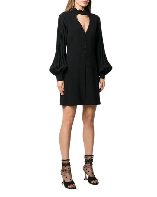 Gucci Black Heart Cutout Pleated Crepe Dress