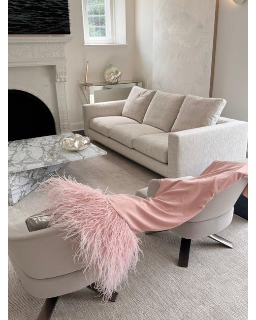 Aliétte Pink Feather Trim Off-the-shoulder Gown