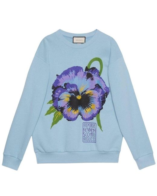Gucci Blue Ken Scott Print Cotton Crewneck Sweatshirt