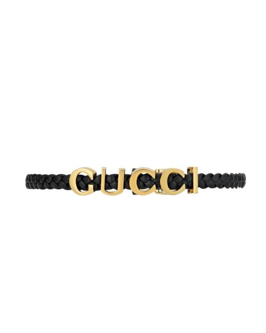Gucci Multicolor Leather Choker Necklace In Black With Gold-tone Logo
