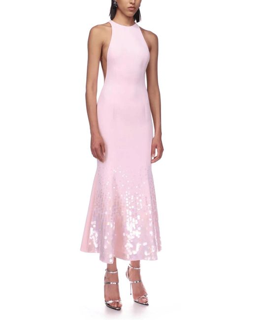 David Koma Paillette Illusion Midi Pink Dress