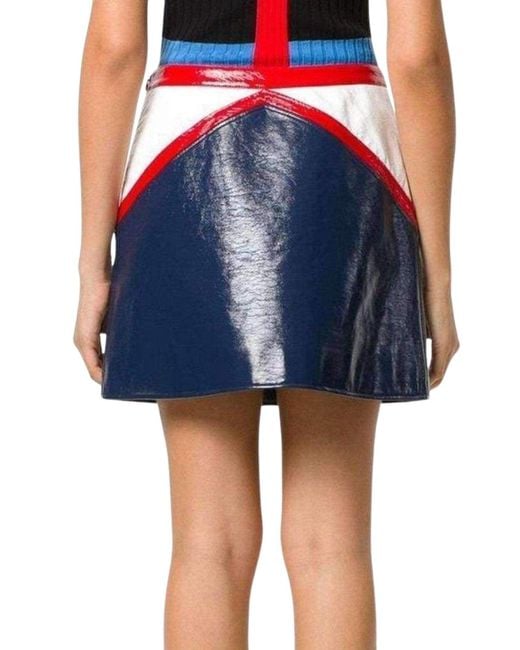 Courreges Blue And White Vinyl Mini Skirt