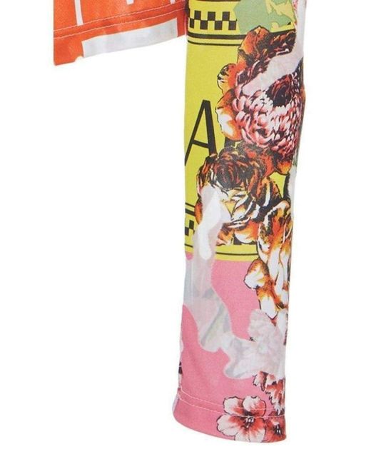 Versace Multicolor Floral Jersey Top It 44 ( Us 8 )