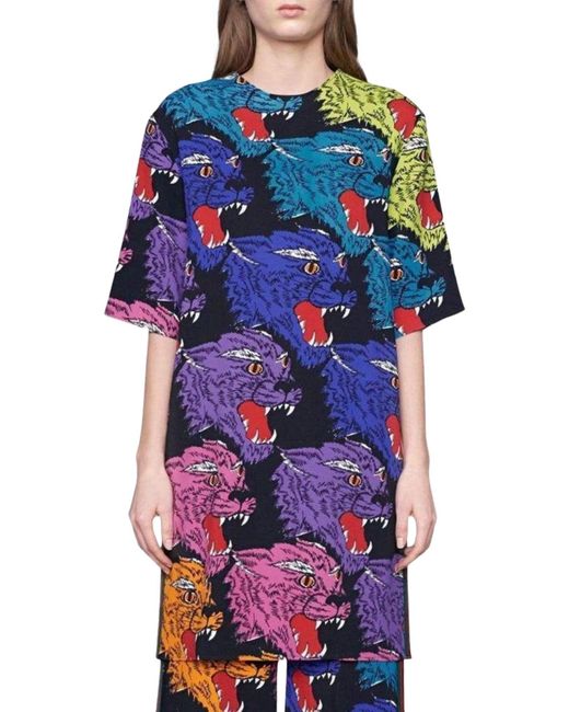 Gucci Purple Tiger Face Tunic Dress