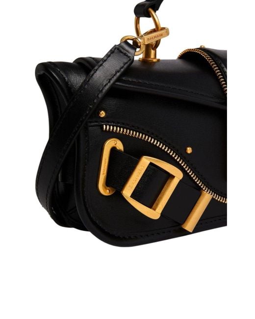 Balmain Black Blaze Small Leather Shoulder Bag