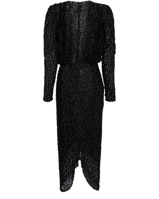 Isabel Marant Black Maray Metallic Printed Silk Midi Dress