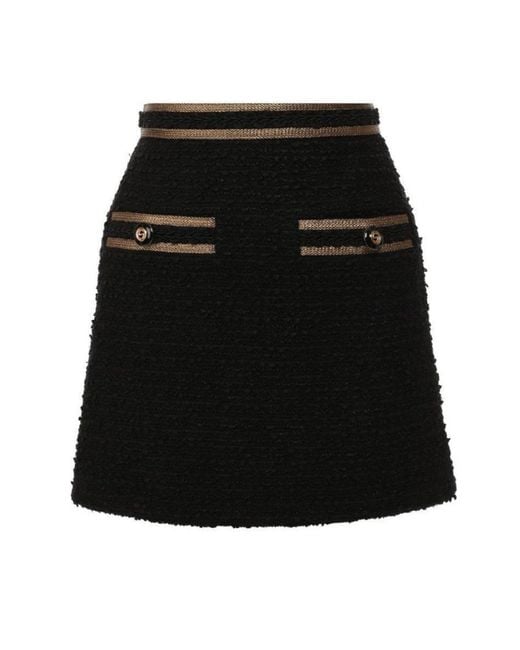 Gucci Black Metallic-trimmed Cotton-blend Tweed Mini Skirt