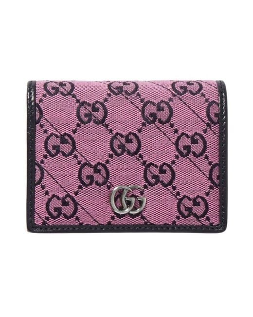 Gucci Purple Pink Gg Marmont Multicolor Wallet