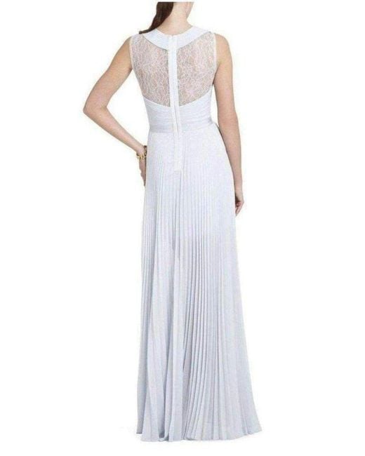 BCBGMAXAZRIA Caia Crystal Blue Chiffon Pleated Dress