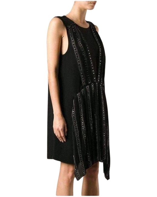 Vanessa Bruno Black Embellished Silk Cocktail Dress