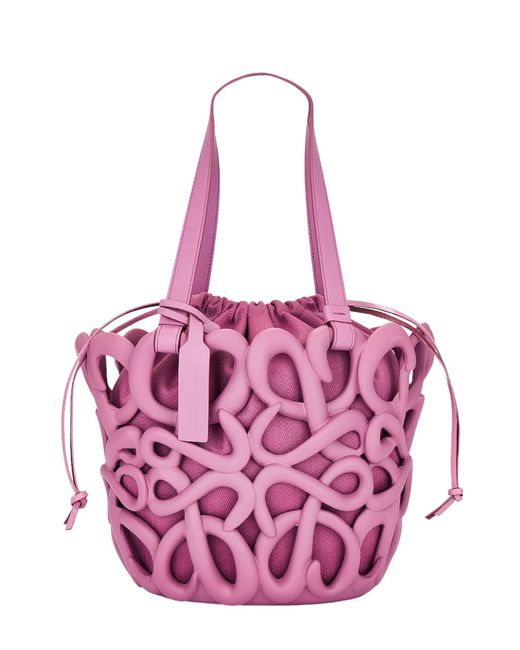 Loewe Pink Anagram Inflated Basket Bag In Purple