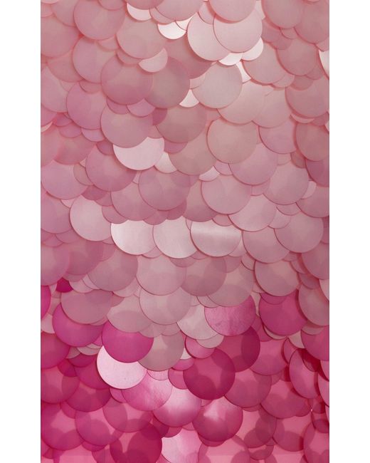 DES_PHEMMES Pink Paillette Sequinned Mesh Halter Mini Dress