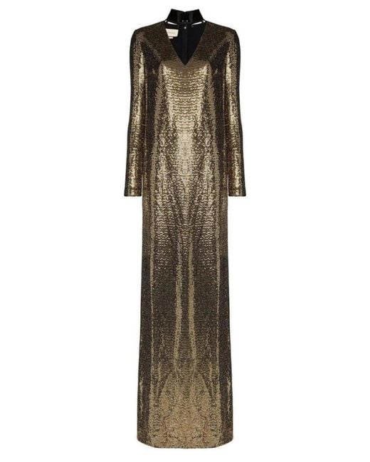 Gucci Natural Patent Choker Chainmail Gown