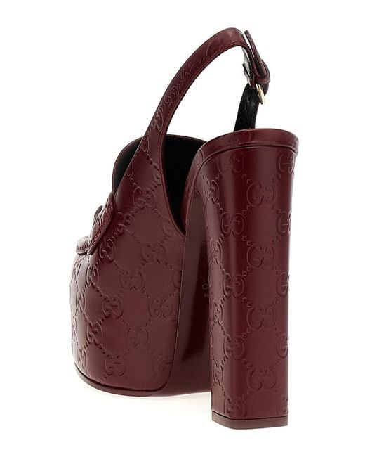 Gucci Red Ottavia GG Platform Pumps 145mm
