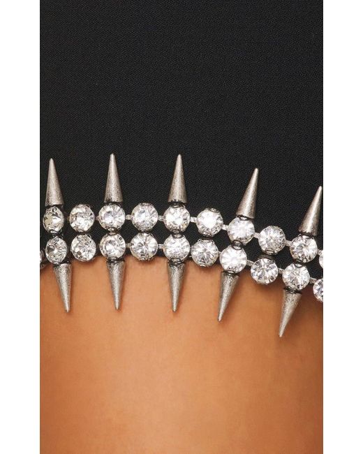 Area Black Crystal Spike Mini Dress