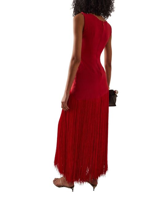 Kilentar Red Jade Fringed Cotton Maxi Dress