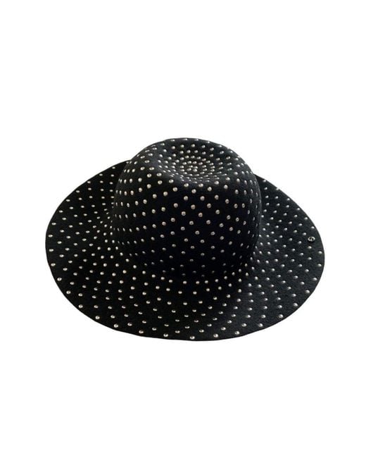 Gucci Black Studded Wool-felt Wide Brim Hat